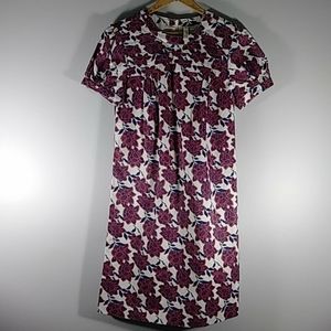 Fossil white with blue/pur floral dress Sz M